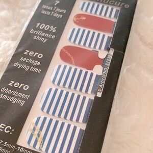 Nail Patch French Manicure w/Nautical-Themed Design (anchors and stripes)